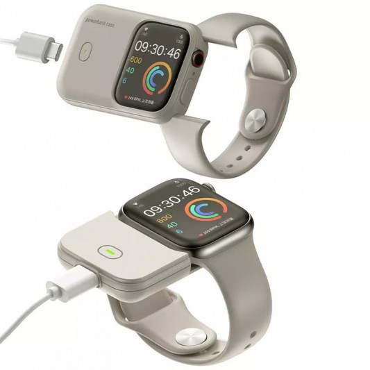 Портативний ЗП Charging Soft Case for Apple Watch 49mm 1200 mAh Moon White - зображення 4 