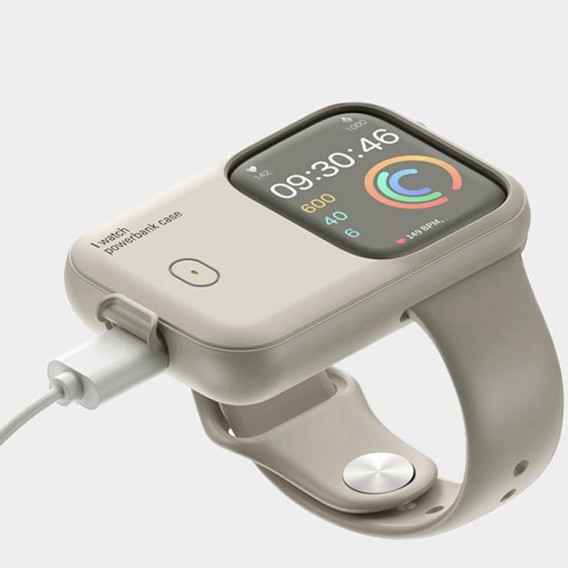 Повер банк Charging Soft Case for Apple Watch 44/45mm 1200 mAh, Moon White