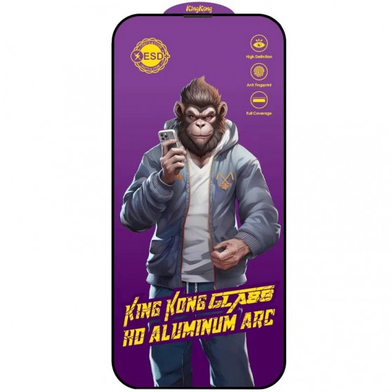 Защитное стекло 5D Anti-static Purple (тех.пак) для Apple iPhone 13 / 13 Pro / 14 / 16e (6.1") Черный