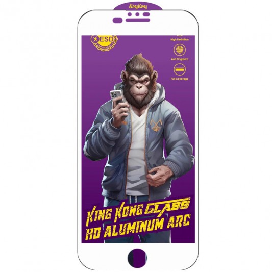 Защитное стекло 5D Anti-static Purple (тех.пак) для Apple iPhone 7 plus / 8 plus (5.5") Белый