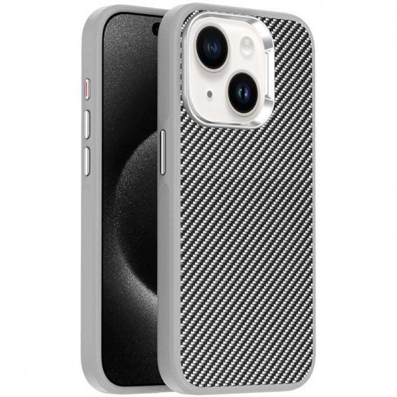 Чохол TPU+PC Carbon with MagSafe для Apple iPhone 13 (6.1"), Grey