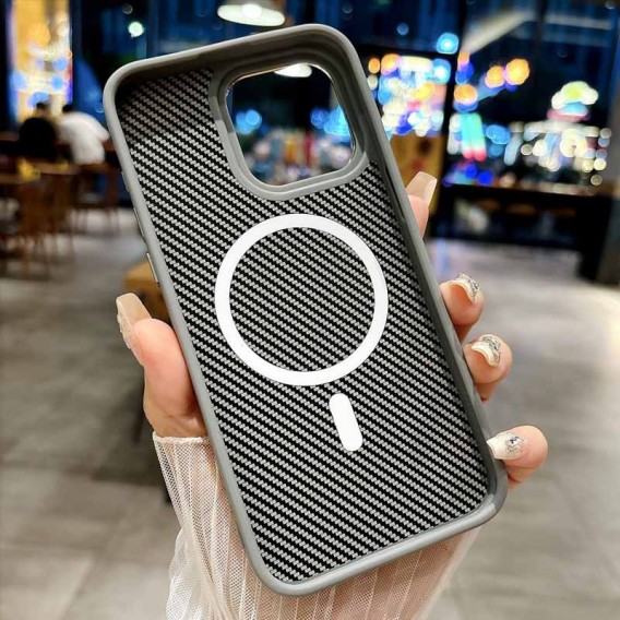 Чехол TPU+PC Carbon with MagSafe для Apple iPhone 13 Pro Max (6.7"), Grey