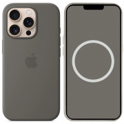 Чехол Silicone case (AAA) full with Magsafe and Animation для Apple iPhone 16 Pro (6.3"), Stone Grey