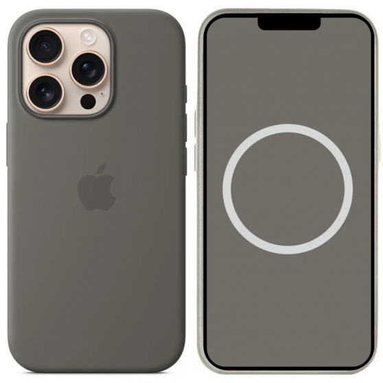 Чехол Silicone case (AAA) full with Magsafe and Animation для Apple iPhone 16 Pro (6.3"), Stone Grey