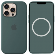 Чехол Silicone case (AAA) with Magsafe and Animation для Apple iPhone 16 Pro (6.3") Lake Green