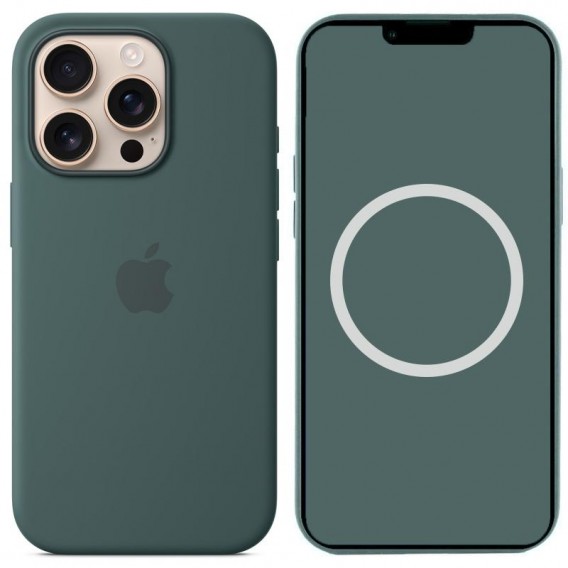 Чехол Silicone case (AAA) full with Magsafe and Animation для Apple iPhone 16 Pro Max (6.9"), Lake Green