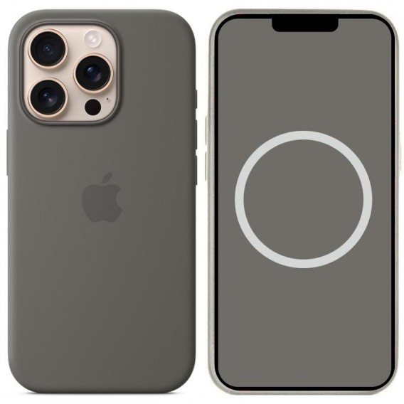 Чехол Silicone case (AAA) full with Magsafe and Animation для Apple iPhone 16 Pro Max (6.9"), Stone Grey