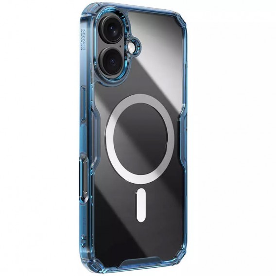 TPU чехол Nillkin Nature Pro Magnetic для Apple iPhone 16 (6.1"), Синий (прозрачный)