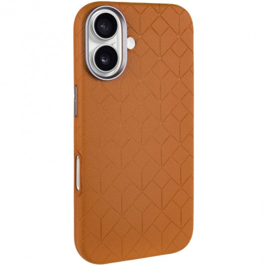 Кожаный чехол Carved with MagSafe для Apple iPhone 16 (6.1") Orange
