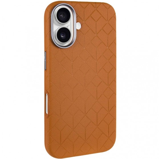 Кожаный чехол Carved with MagSafe для Apple iPhone 16 (6.1") Orange