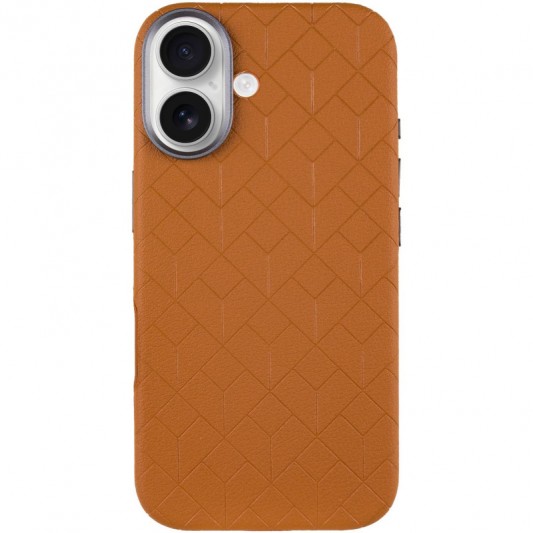 Кожаный чехол Carved with MagSafe для Apple iPhone 16 (6.1") Orange - изображение 1