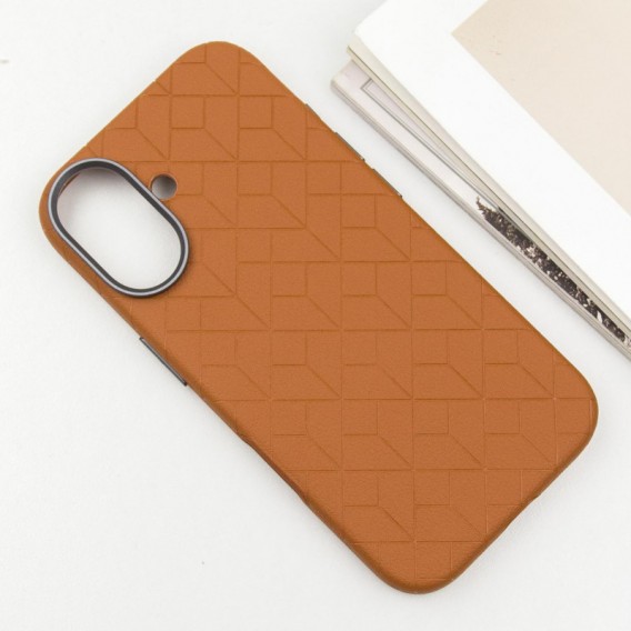 Кожаный чехол Carved with MagSafe для Apple iPhone 16 (6.1"), Orange