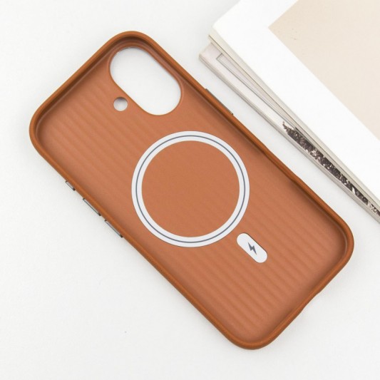 Кожаный чехол Carved with MagSafe для Apple iPhone 16 (6.1") Orange - изображение 3