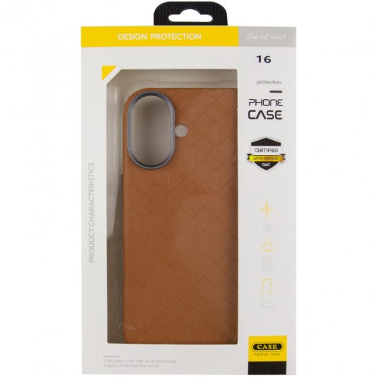 Кожаный чехол Carved with MagSafe для Apple iPhone 16 (6.1") Orange - изображение 6