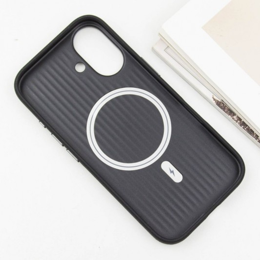 Кожаный чехол Carved with MagSafe для Apple iPhone 16 (6.1") Black - изображение 3