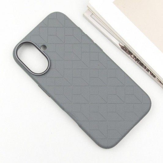 Кожаный чехол Carved with MagSafe для Apple iPhone 16 (6.1") Grey - изображение 2