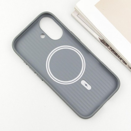 Кожаный чехол Carved with MagSafe для Apple iPhone 16 (6.1") Grey - изображение 3