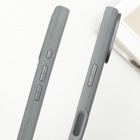 Кожаный чехол Carved with MagSafe для Apple iPhone 16 (6.1") Grey - изображение 4