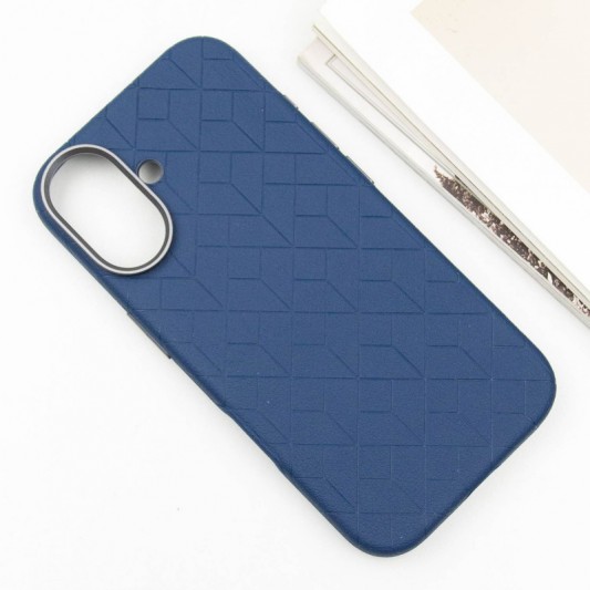 Кожаный чехол Carved with MagSafe для Apple iPhone 16 (6.1") Blue - изображение 2