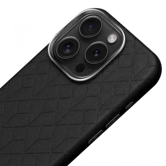 Кожаный чехол Carved with MagSafe для Apple iPhone 16 Pro (6.3"), Black - изображение 2