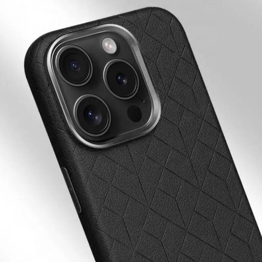 Кожаный чехол Carved with MagSafe для Apple iPhone 16 Pro (6.3"), Black - изображение 3