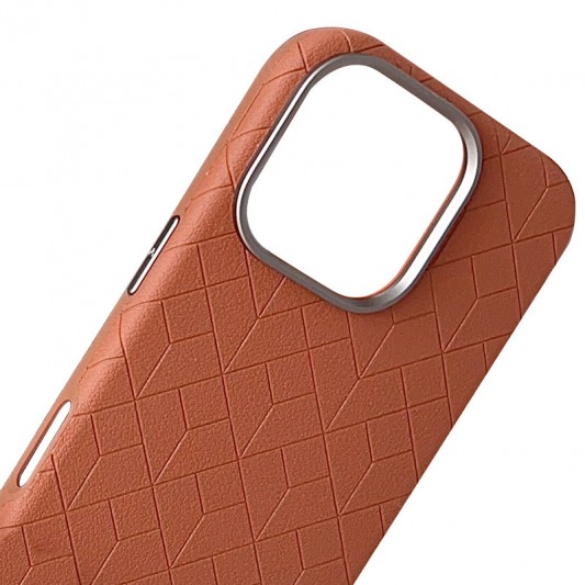 Шкіряний чохол Carved with MagSafe для Apple iPhone 16 Pro (6.3") Orange - зображення 3 