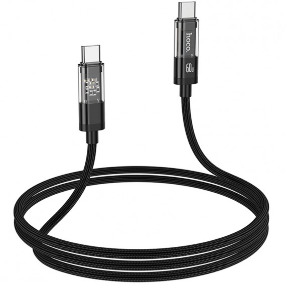 Кабель зарядки Hoco U116 Transparent Discovery Edition 60W Type-C to Type-C (1.2m), Black