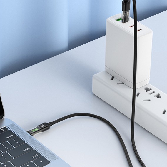 Кабель зарядки Hoco U116 Transparent Discovery Edition 60W Type-C to Type-C (1.2m), Black