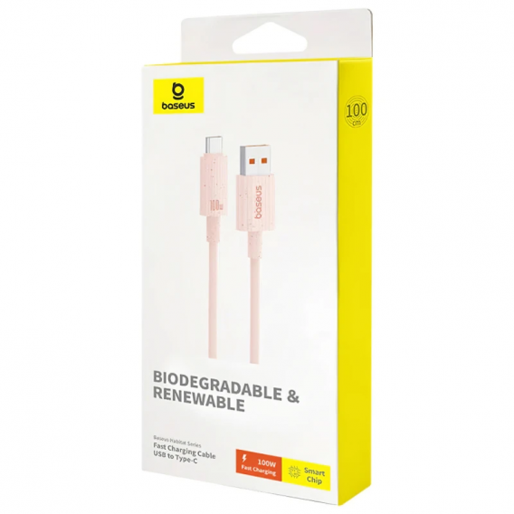 Дата кабель Baseus Habitat Series Fast Charging USB Type-C 100W (1m) (P10360203421), Wheat Pink