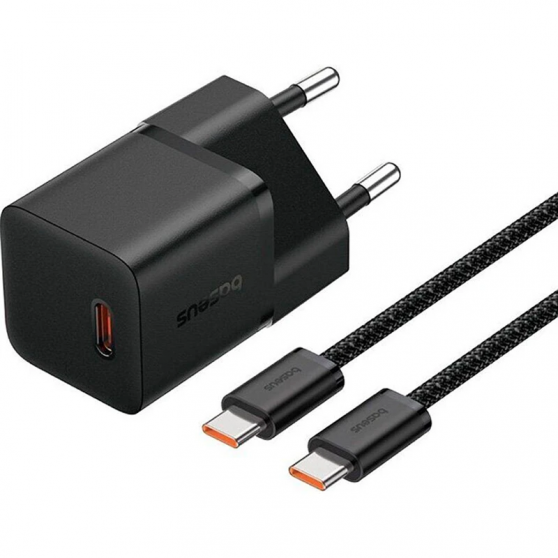 СЗУ Baseus GaN5 Fast Charger (mini) PD25W (1USB-C) + кабель Type-C to Type-C (P10110909113) Cluster Black
