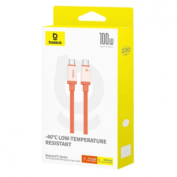 Дата кабель Baseus 0°C Series Fast Charging Type-C to Type-C 100W (1m) (P10368800731), Canyon Coral