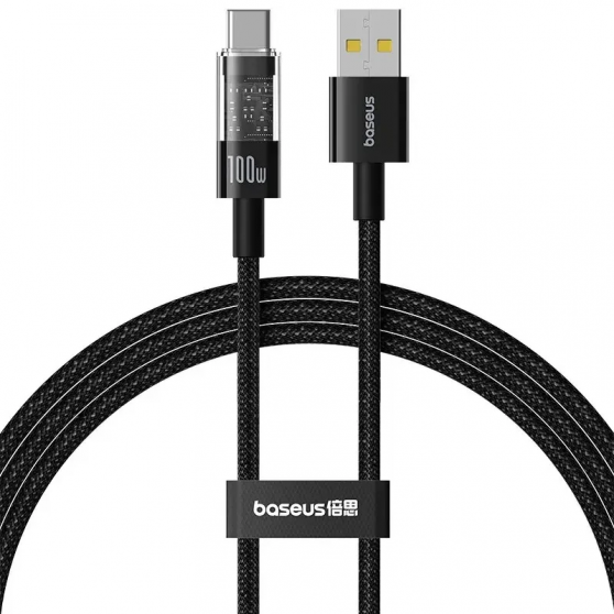 Кабель зарядки Baseus Gem Fast Charging USB to Type-C 100W (2m) (P10373002111), Cluster Black