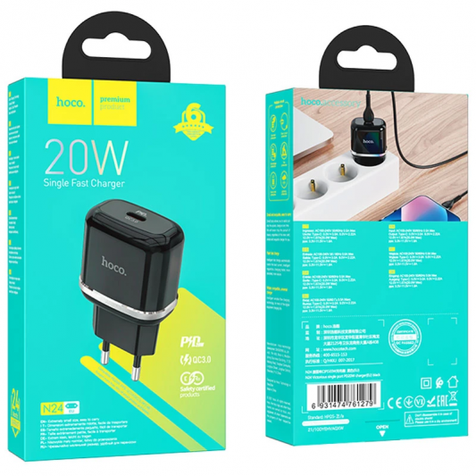 СЗУ Hoco N24 Victorius PD20W (1USB-C) Black - изображение 3