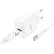 Зарядное устройство Hoco C140A Smart QC3.0 (1USB/3A) + Type-C, White
