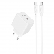 Блок живлення HOCO CS13A Ocean PD20W (1USB-C) + Type-C to Type-C, White