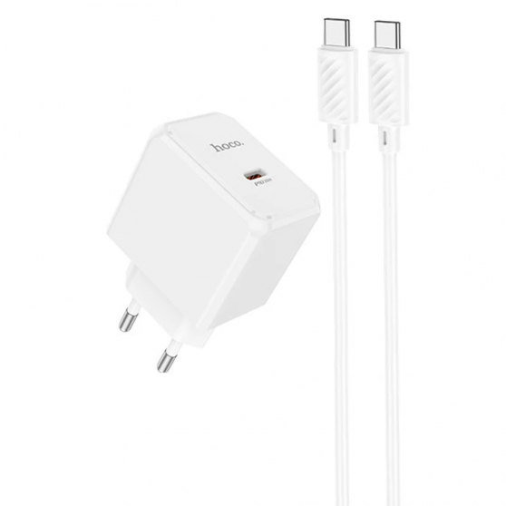 Блок питания HOCO CS13A Ocean PD20W (1USB-C) + Type-C to Type-C, White