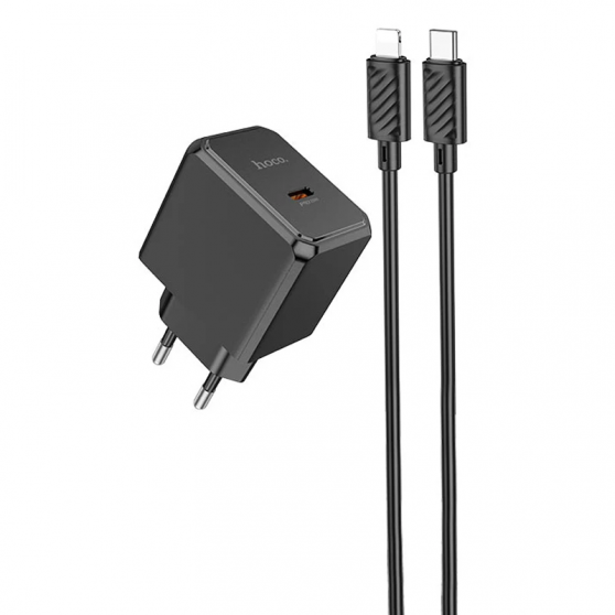 Блок живлення HOCO CS13A Ocean PD20W (1USB-C) + Type-C to Lightning, Black
