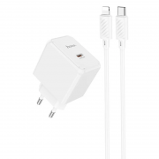 Блок живлення HOCO CS13A Ocean PD20W (1USB-C) + Type-C to Lightning, White
