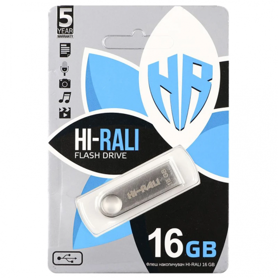 Флеш накопичувач USB 3.0 Hi-Rali Shuttle 16 GB Срібна серія Срібний