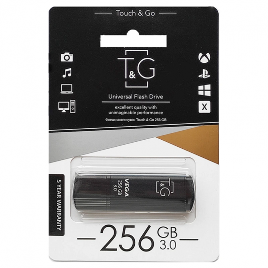 Флеш-драйв USB 3.0 Flash Drive T&G 121 Vega Series 256GB, Чорний - зображення 3 