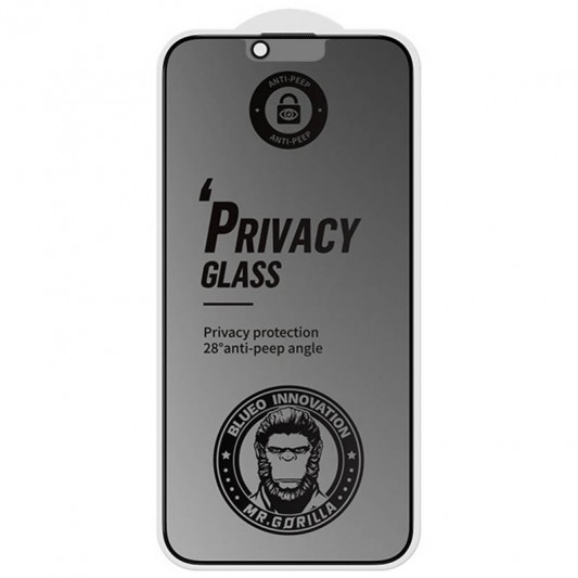 Захисне 2.5D скло Blueo Full Cover Anti-Peep Matte для Apple iPhone 13 Pro Max / 14 Plus (6.7") Чорний - зображення 1 