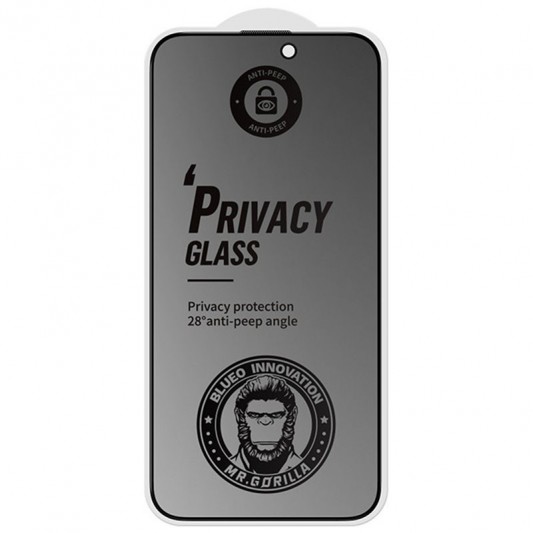 Захисне 2.5D скло Blueo Full Cover Anti-Peep Matte для Apple iPhone 14 Pro (6.1") Чорний - зображення 1 
