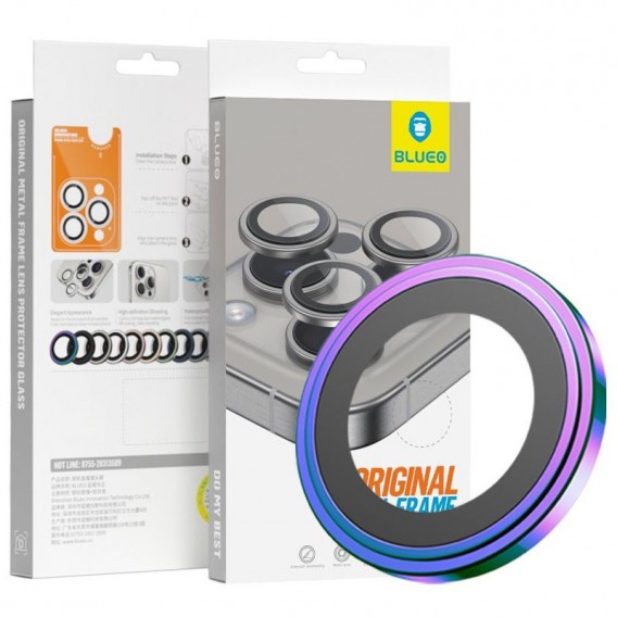 Захисне скло BlueO Metal на камеру для Apple iPhone 16 (6.1") / 16 Plus (6.7"), Бузковий / Colorful
