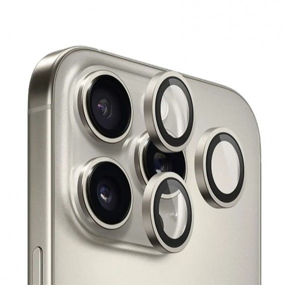 Защитное стекло BlueO Metal на камеру для Apple iPhone 16 Pro / 16 Pro Max / 15 Pro / 15 Pro Max, Серый / Natural Titanium