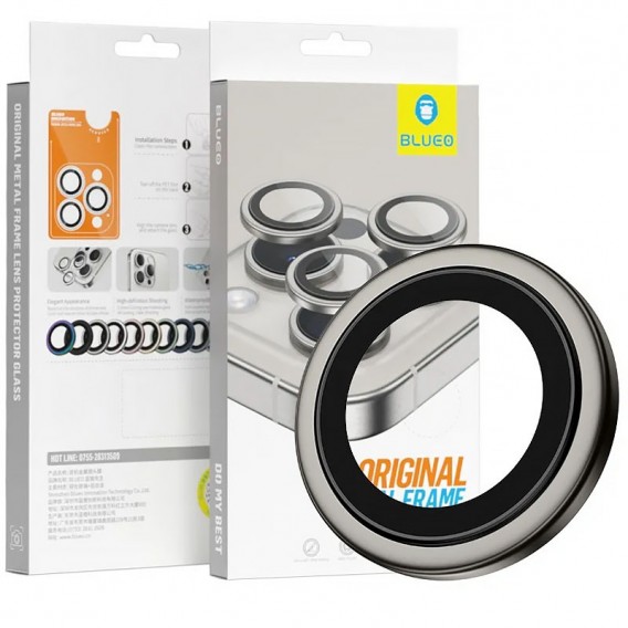 Защитное стекло BlueO Metal на камеру для Apple iPhone 16 Pro / 16 Pro Max / 15 Pro / 15 Pro Max, Серый / Natural Titanium