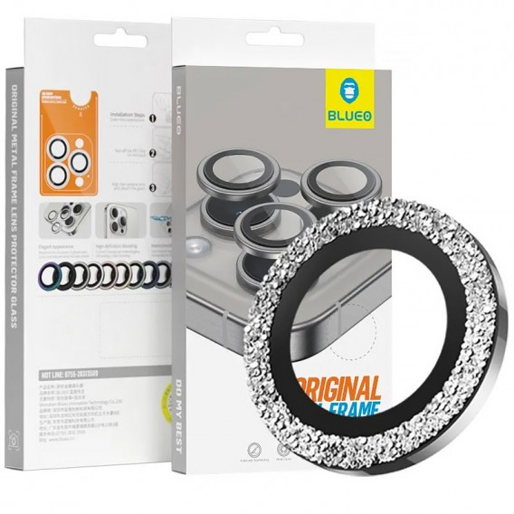 Защитное стекло BlueO Metal на камеру для Apple iPhone 16 Pro / 16 Pro Max / 15 Pro / 15 Pro Max, Серебряный / Silver Diamond