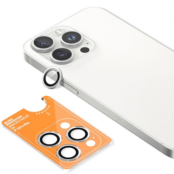 Защитное стекло BlueO Metal на камеру для Apple iPhone 16 Pro / 16 Pro Max / 15 Pro / 15 Pro Max, Серебряный / Silver