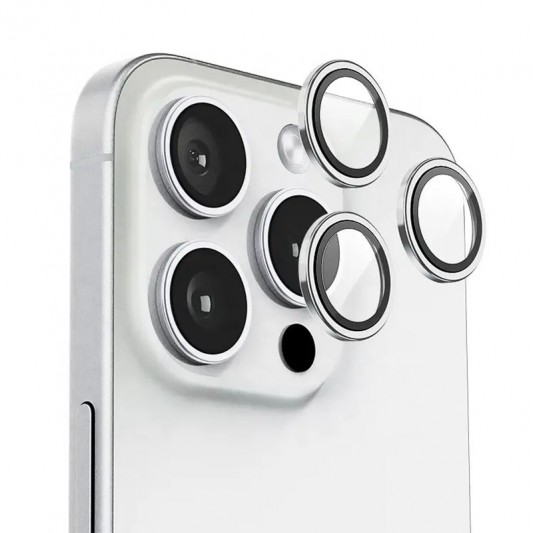 Защитное стекло BlueO Metal на камеру для Apple iPhone 16 Pro / 16 Pro Max / 15 Pro / 15 Pro Max Серебряный / Silver - изображение 2