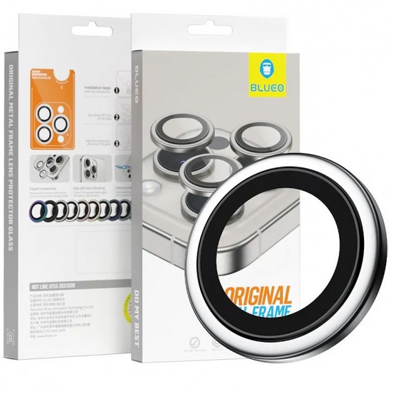 Защитное стекло BlueO Metal на камеру для Apple iPhone 16 Pro / 16 Pro Max / 15 Pro / 15 Pro Max, Серебряный / Silver