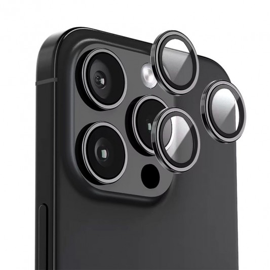 Защитное стекло BlueO Metal на камеру для Apple iPhone 16 Pro / 16 Pro Max / 15 Pro / 15 Pro Max Черный / Black - изображение 2